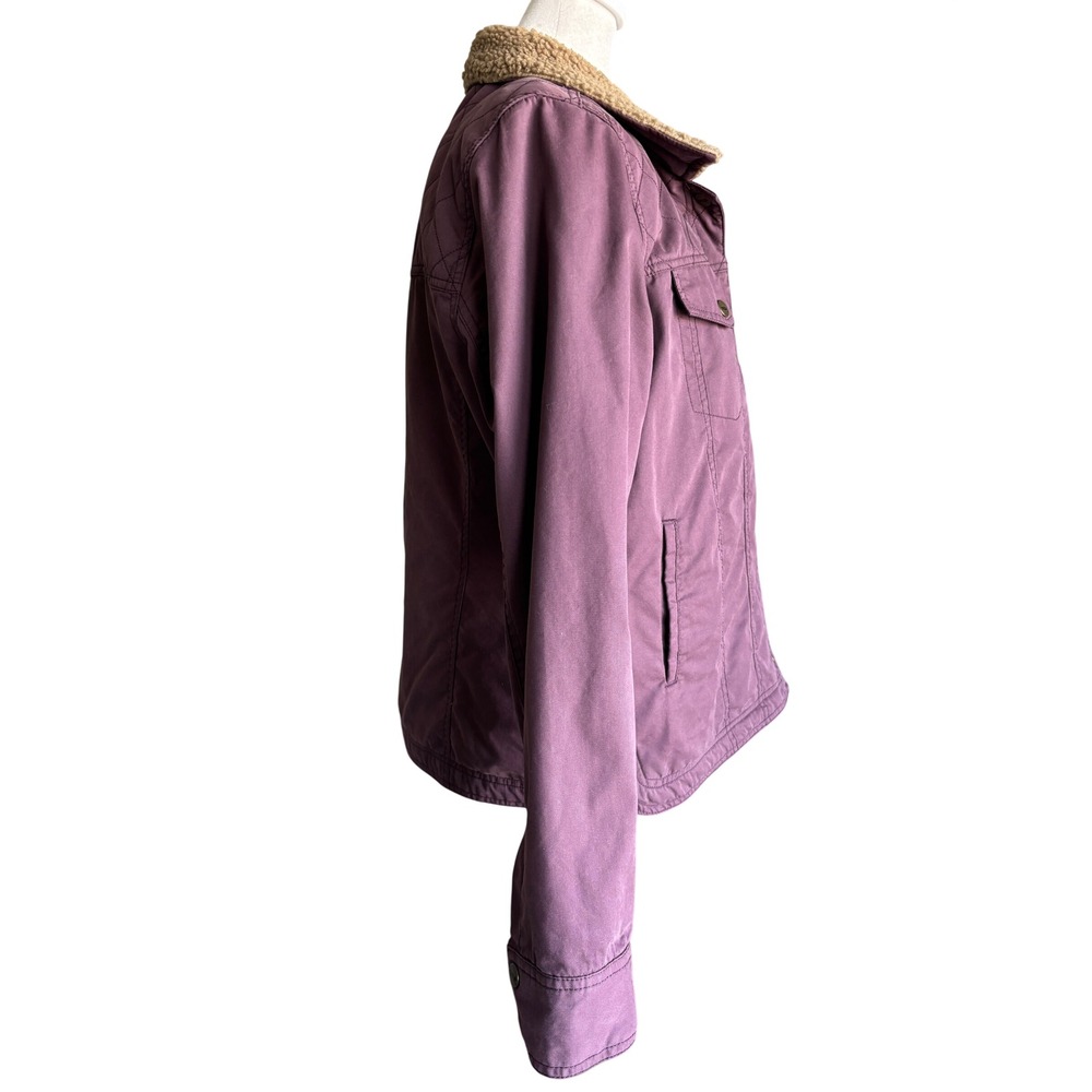 Toad & Co Barn Jacket Large Plum/Purple Sherpa Collar Quilted Utility Workwear - Picture 7 of 16
